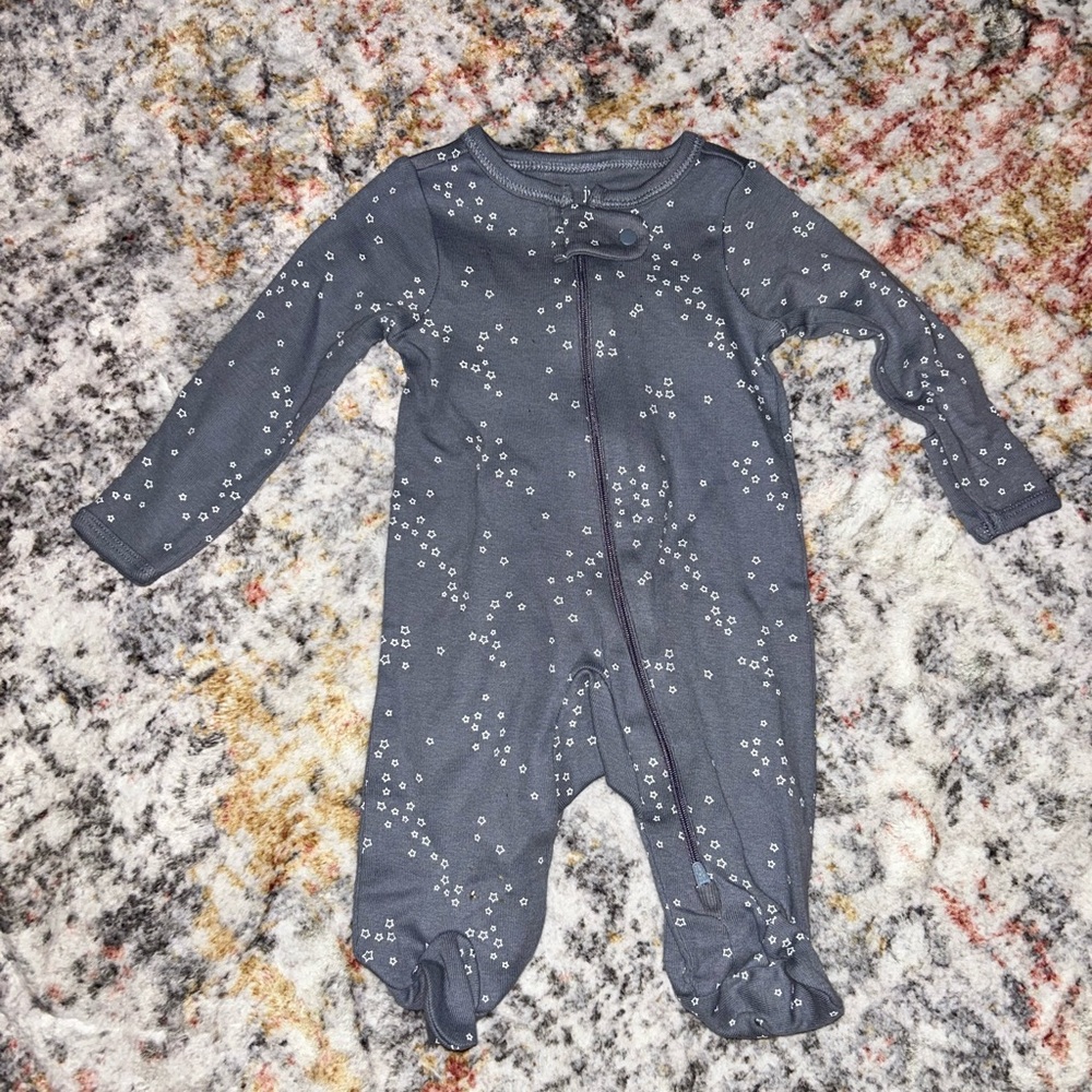 Grey Stars Footed Onesie